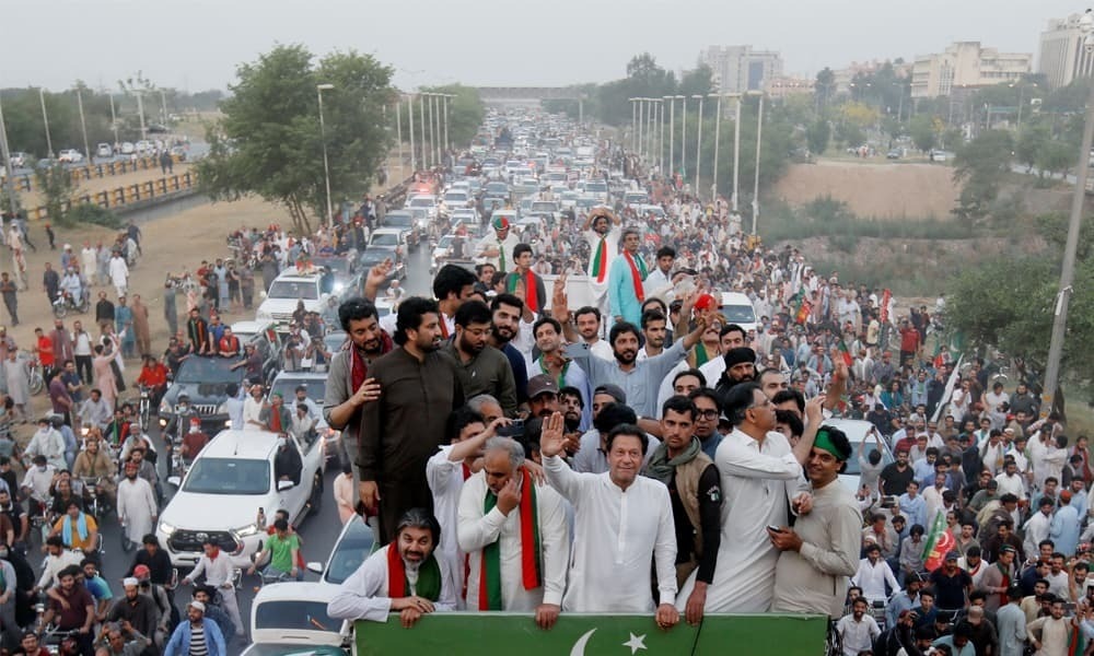 PTI Imran Khan Long March towards Islamabad after his government ruled out of No vote of Confidence