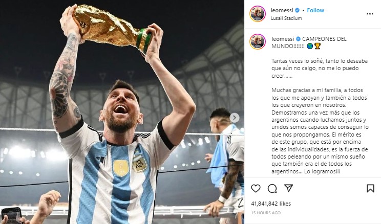 Lionel Messi Instagram Post